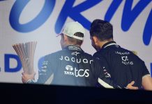 London E-Prix: Cassidy dominates despite Jaguar tensions Jaguar driver Nick Cassidy and team principal Jame Barclay on the podium at the London E-Prix